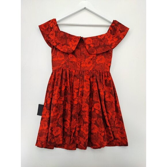 Lulus Women's Enviable Charm Off the Shoulder Red Mini Dress Size L - Picture 2 of 10